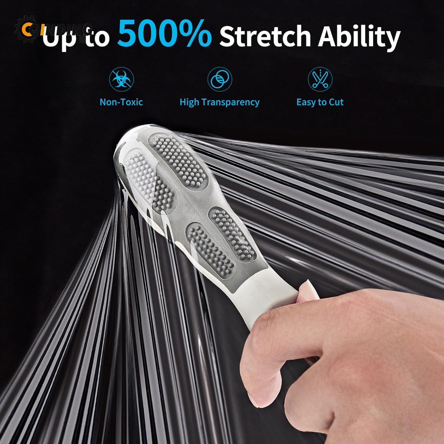 Stretch Film 15 Inch X 1000 Feet Shrink Wrap for Pallet Wrap, Industrial Strength Stretch Wrap with Handles, Moving Wrapping Plastic Roll 2 Pack