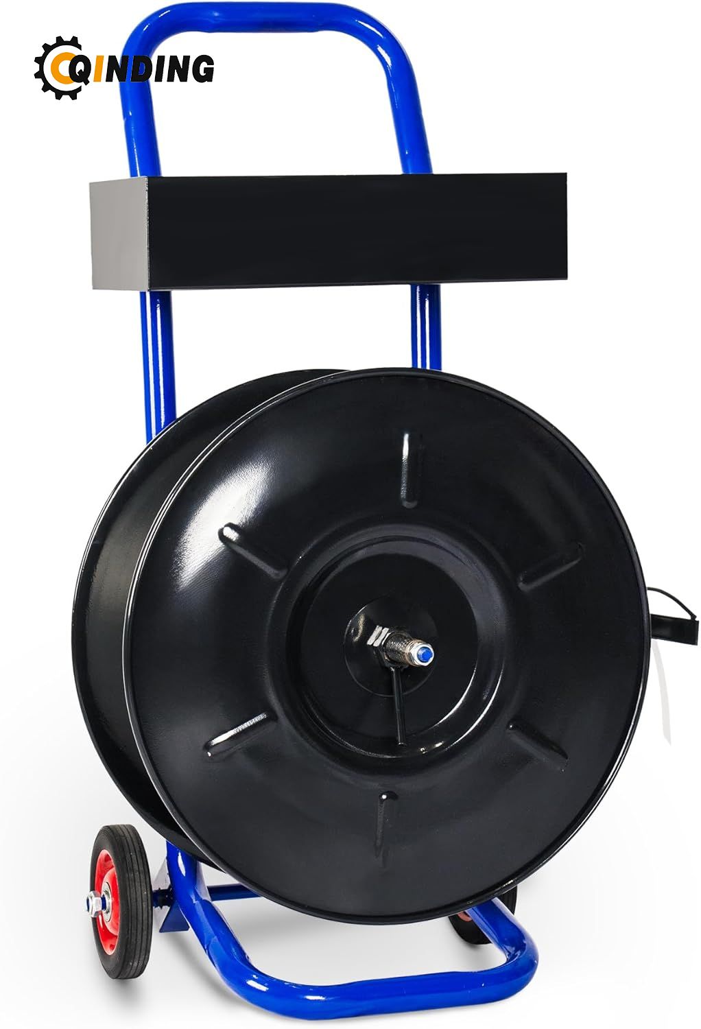Strapping Dispenser for 8" x 8" Poly and Steel Strapping Heavy Duty Strapping Cart with Spacious Tray for Strapping Tool Seals and Gloves