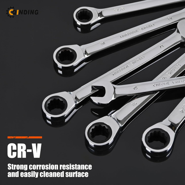 Ratcheting Spanners Wrench Set 6 mm - 24 mm Metric Wrench Set 18pc, 72 Teeth Combination Wrenches Set Chrome Vanadium Steel with a Roll Up Storage Bag