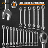 Ratcheting Spanners Wrench Set 6 mm - 24 mm Metric Wrench Set 18pc, 72 Teeth Combination Wrenches Set Chrome Vanadium Steel with a Roll Up Storage Bag