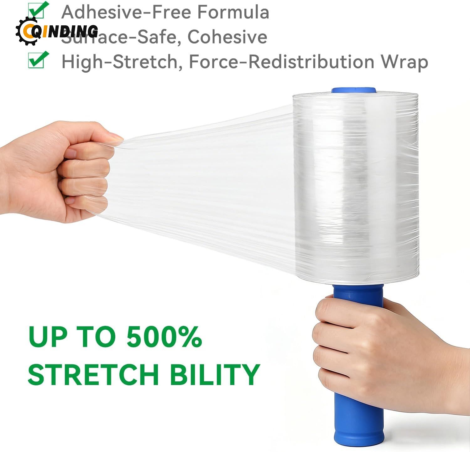Plastic Shrink Wrap Roll for Moving, 5" x 1200' -12 Rolls Heavy Duty, With Handles, Saran Wrap For Moving, Shipping, Packing, Pallet & Furniture Protection