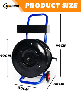 Strapping Dispenser for 8" x 8" Poly and Steel Strapping Heavy Duty Strapping Cart with Spacious Tray for Strapping Tool Seals and Gloves