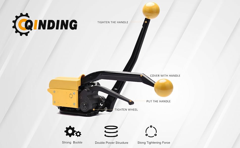 Steel Strapping Tool A333 Stainless Manual Belt Packaging Banding Machine Metal Free Buckle Packing for Width 1/2" 5/8" 3/4" Sealless Combination Tools