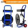 Strapping Dispenser for 8" x 8" Poly and Steel Strapping Heavy Duty Strapping Cart with Spacious Tray for Strapping Tool Seals and Gloves